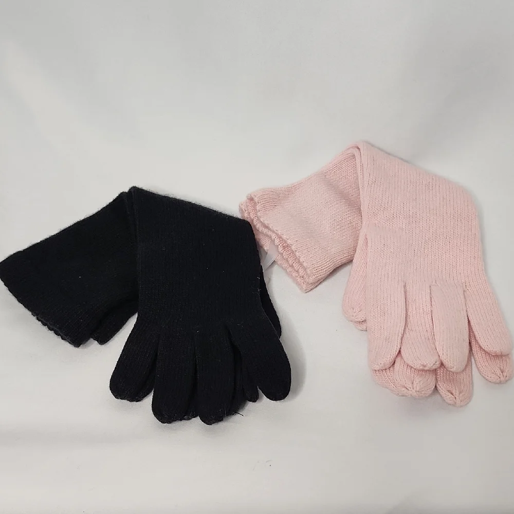 Two Cashmere Black and Pink Women's Gloves
